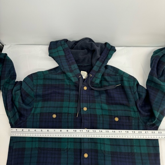 NWT L.L. Bean Hooded Fleece Lined Plaid Flannel Snap Front Men’s M 513831 - Picture 8 of 10